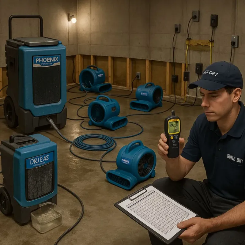 Structural Drying and Dehumidification process in East Quogue, NY